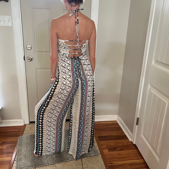 L’ATISTE by Amy Boho Wide Leg Tie Neck Jumpsuit - Picture 4 of 8